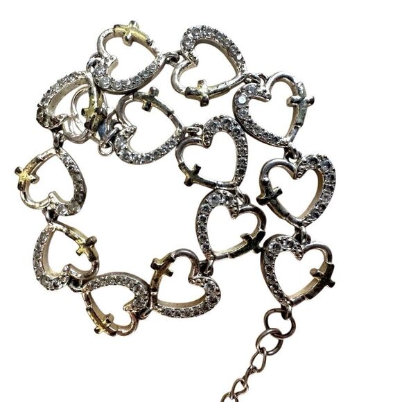 Rhinestone Heart  cross Link Bracelet - Picture 9 of 11
